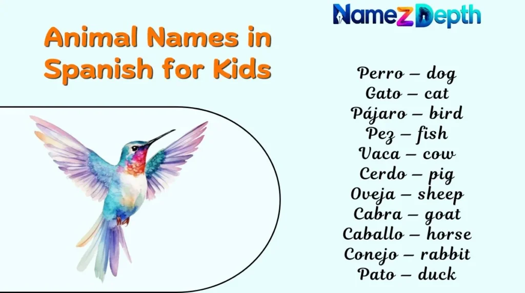 Animal Names in Spanish for Kids
