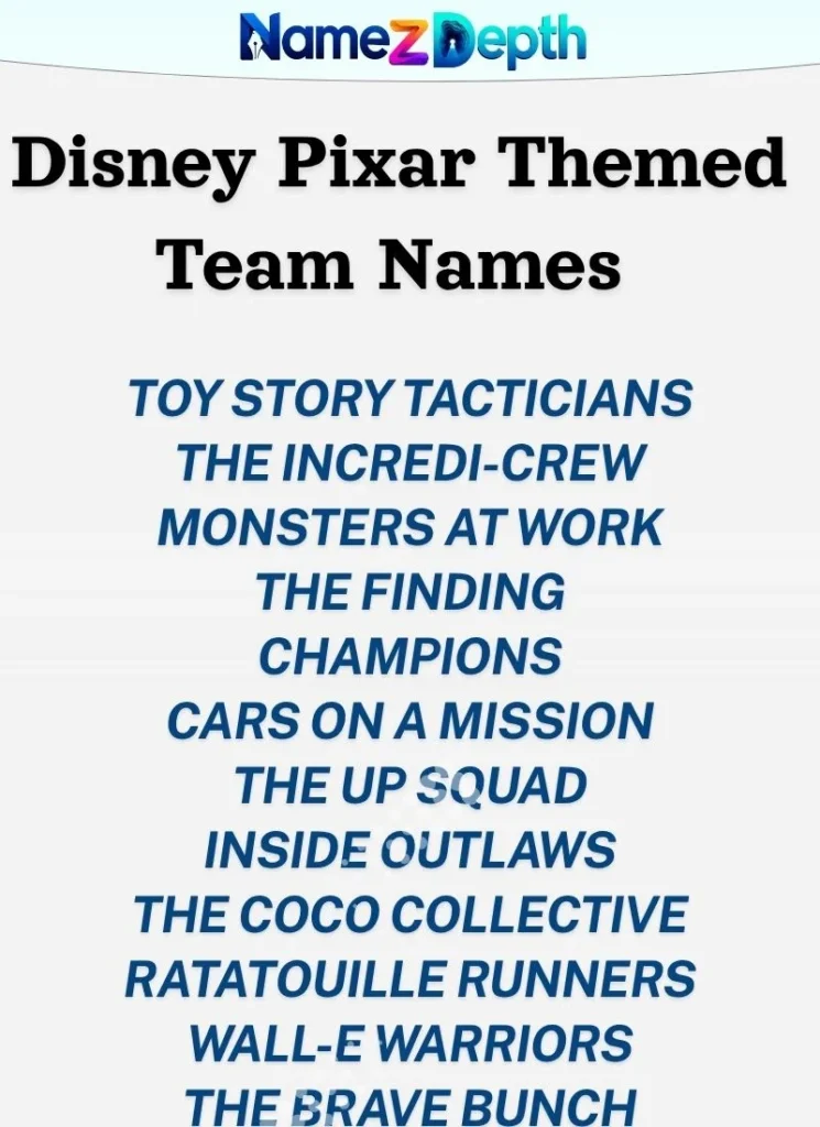 Disney Pixar Themed Team Names π€