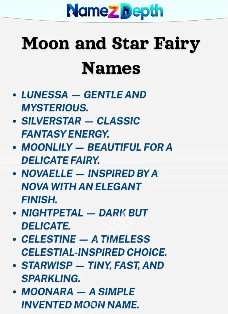 Moon and Star Fairy Names