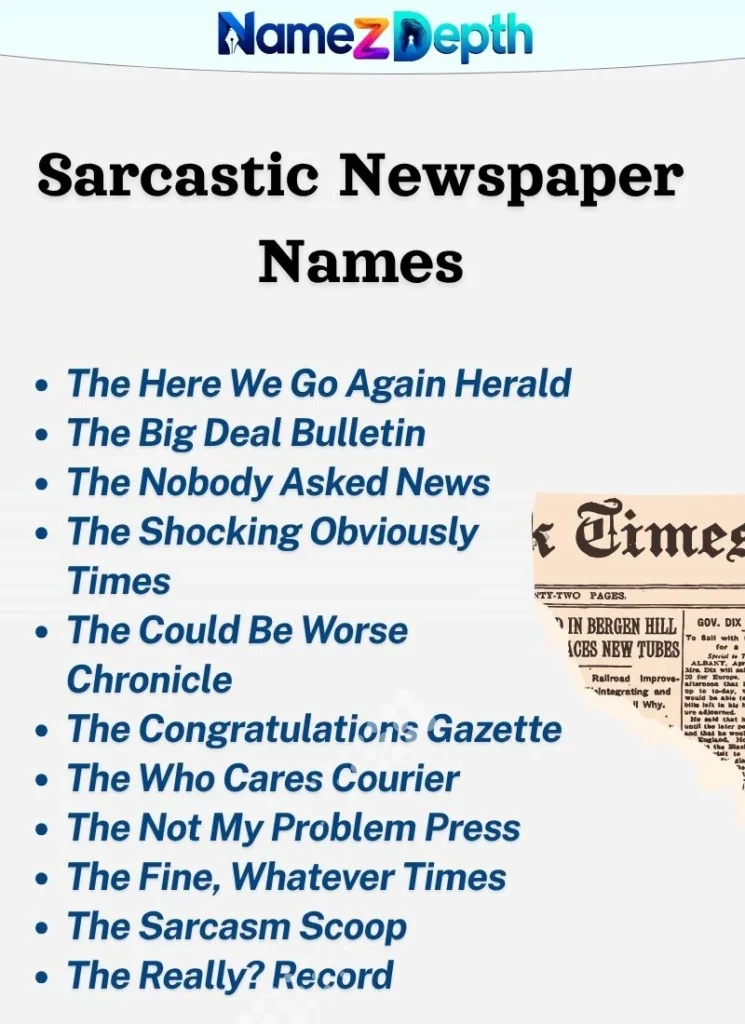 Sarcastic Newspaper Names
