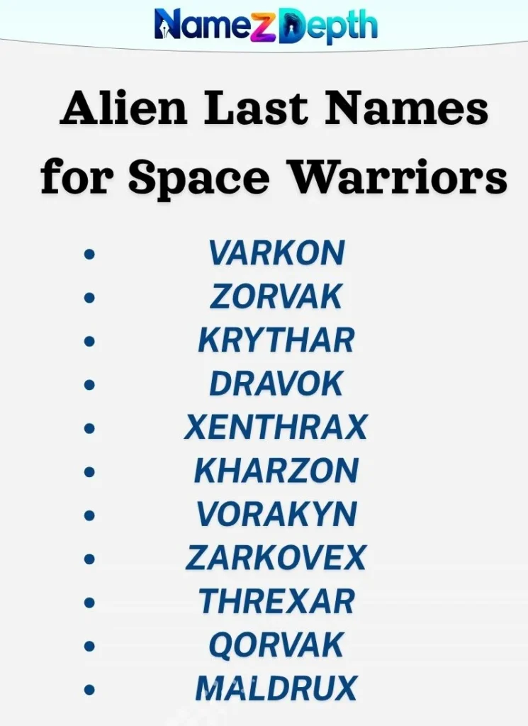 Alien Last Names for Space Warriors