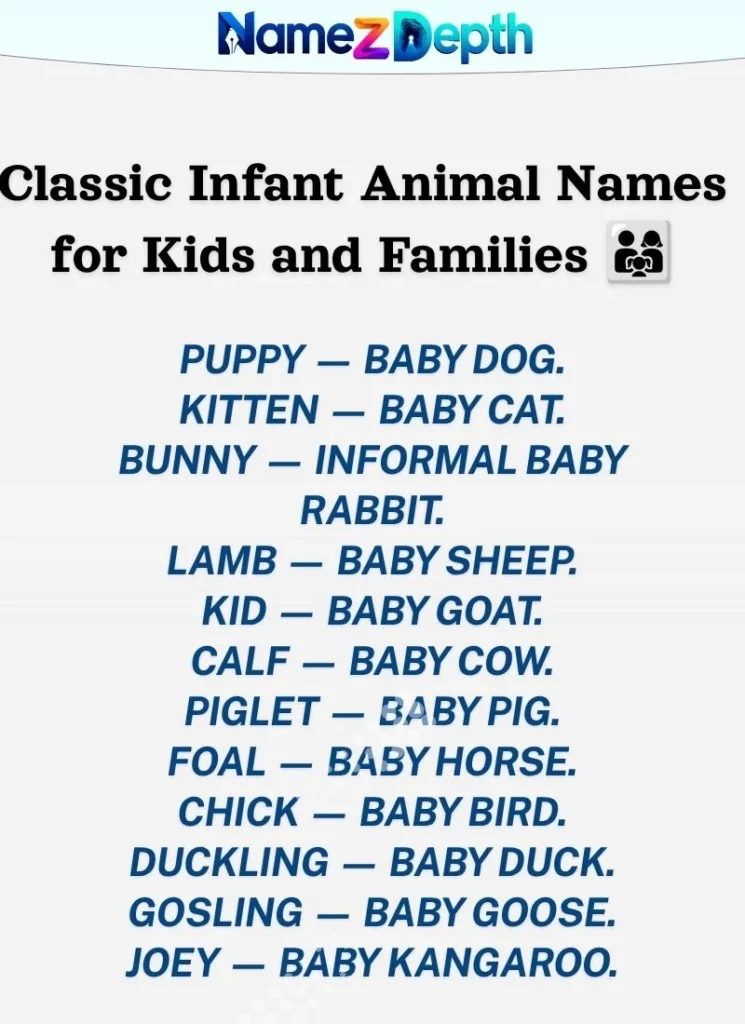 Classic Infant Animal Names for Kids and Families π¨βπ©βπ§