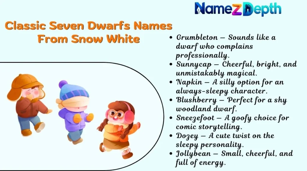 Classic Seven Dwarfs Names From Snow White
