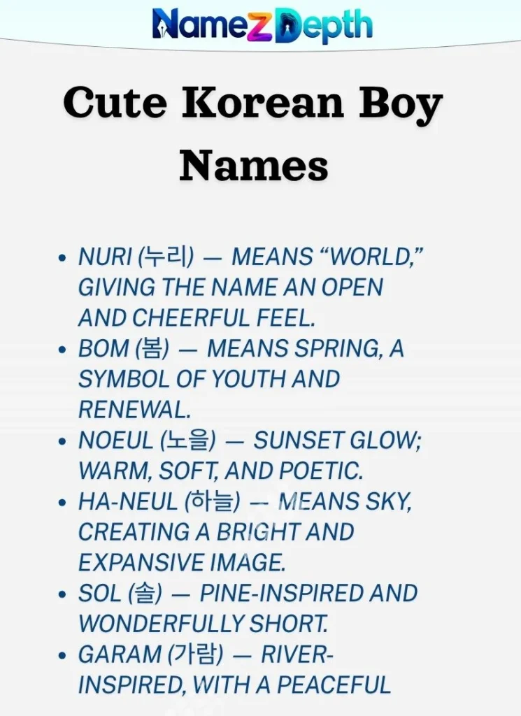 Cute Korean Boy Names