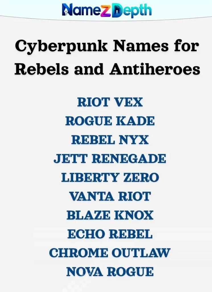 Cyberpunk Names for Rebels and Antiheroes