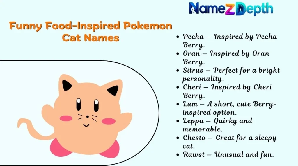 Funny Food-Inspired Pokemon Cat Names