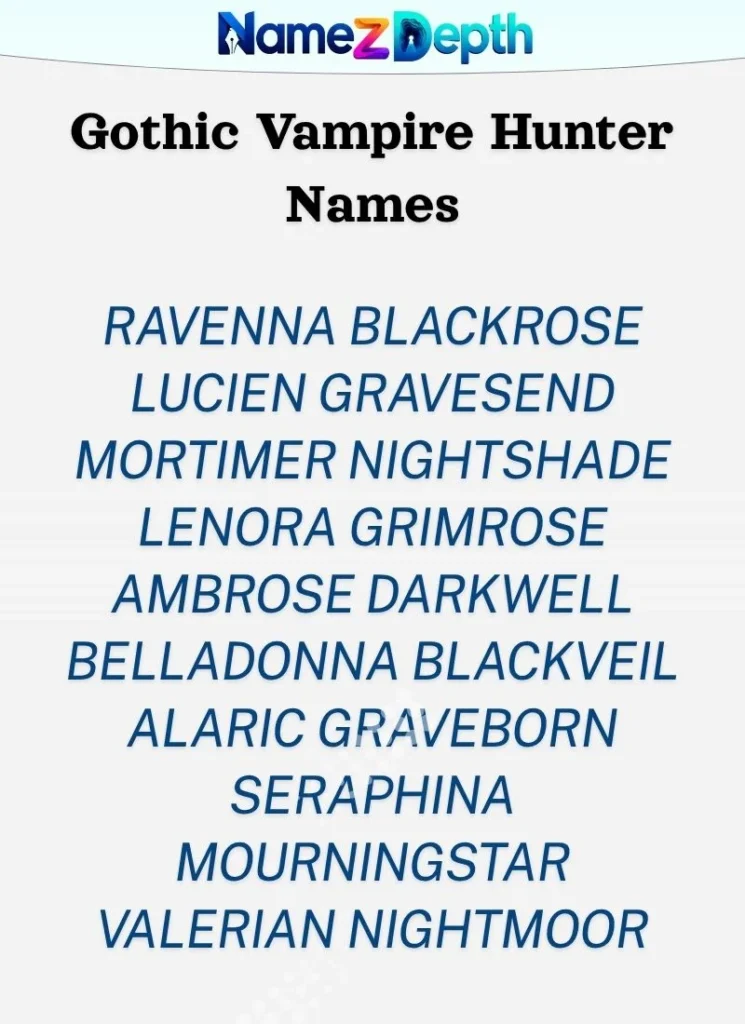 Gothic Vampire Hunter Names