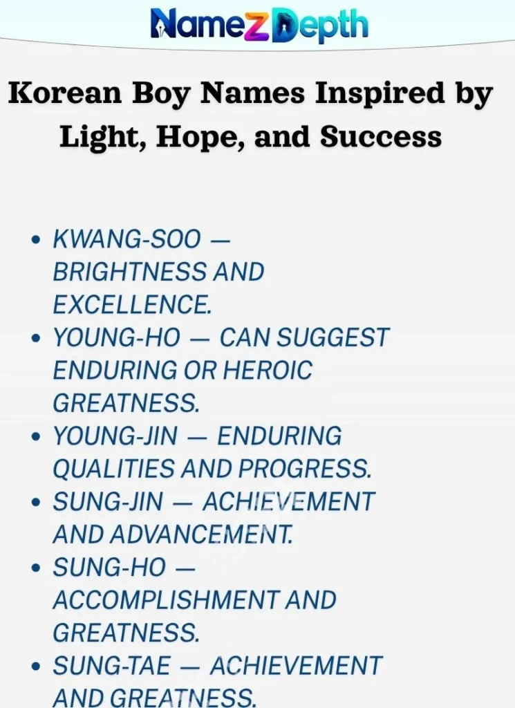 Korean Boy Names Inspired by Light, Hope, and Success