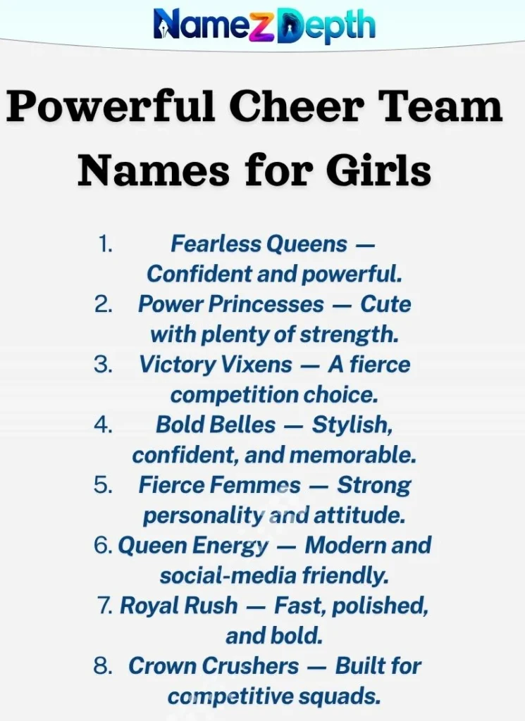Powerful Cheer Team Names for Girls