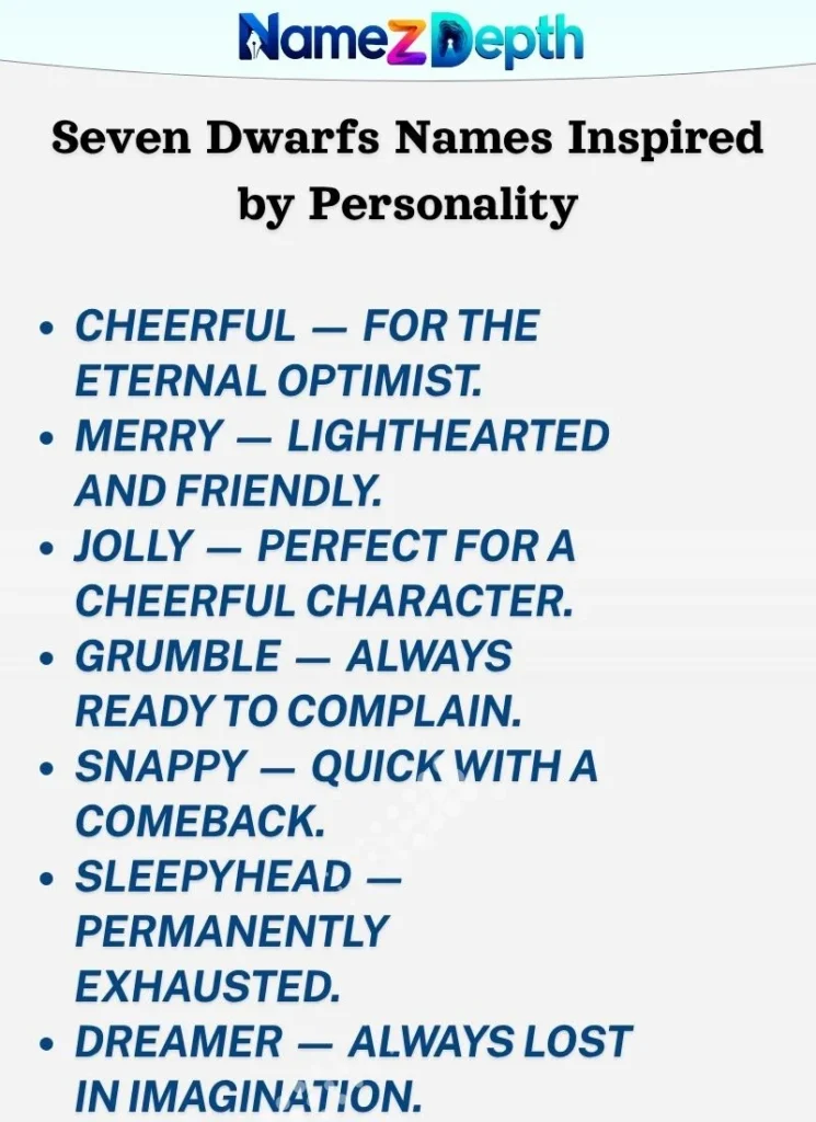 Seven Dwarfs Names Inspired by Personality