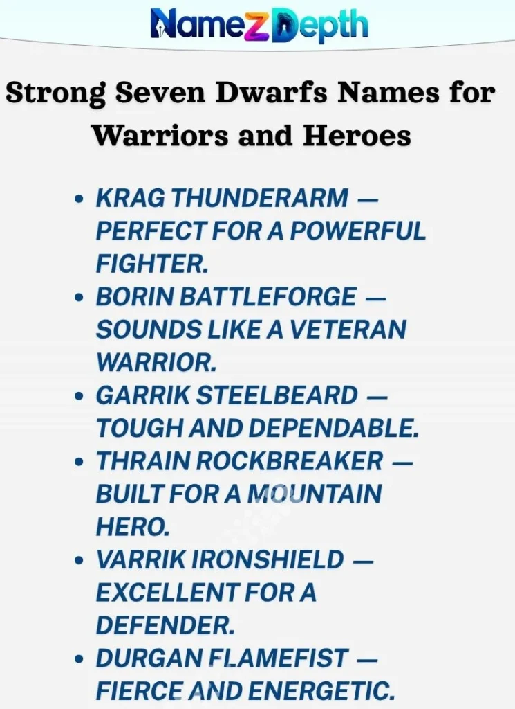 Strong Seven Dwarfs Names for Warriors and Heroes