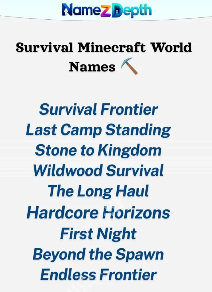 Survival Minecraft World Names ⛏️