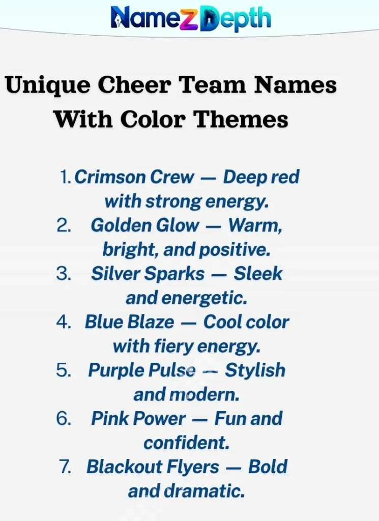 Unique Cheer Team Names With Color Themes
