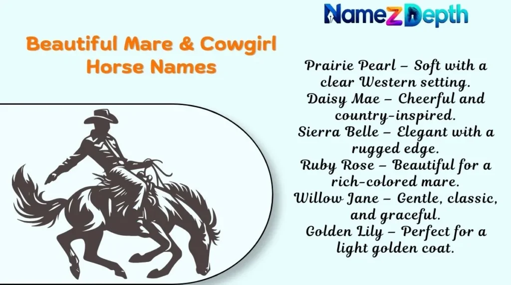 Beautiful Mare & Cowgirl Horse Names