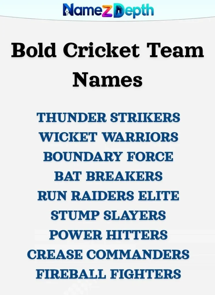 Bold Cricket Team Names