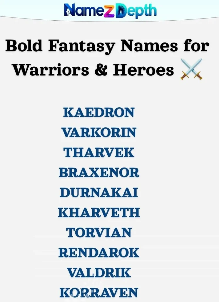 Bold Fantasy Names for Warriors & Heroes ⚔️