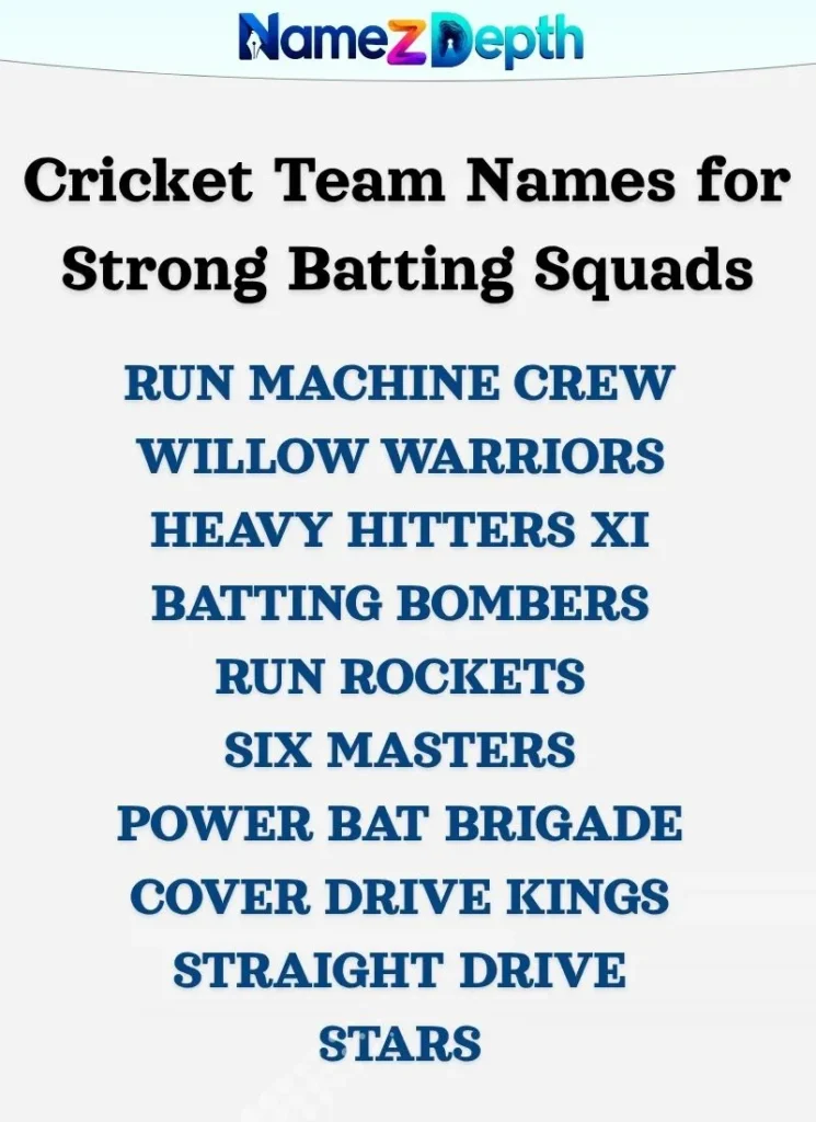 Cricket Team Names for Strong Batting Squads