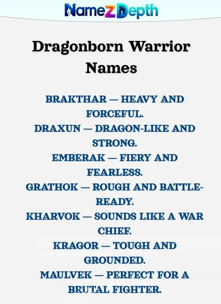 Dragonborn Warrior Names