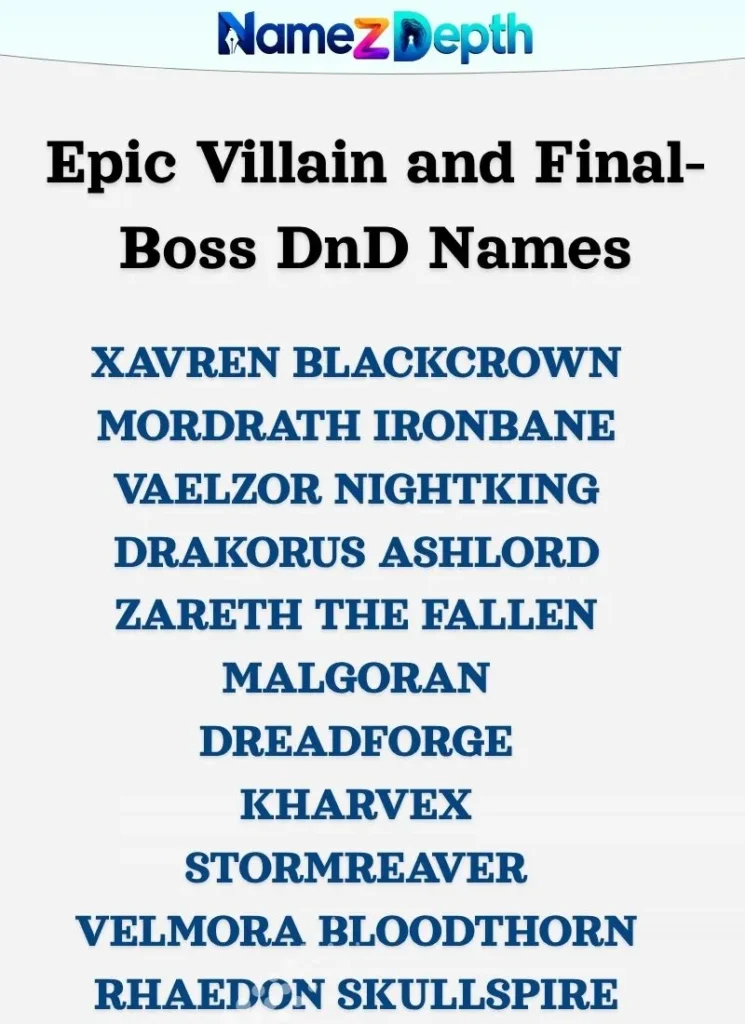 Epic Villain and Final-Boss DnD Names