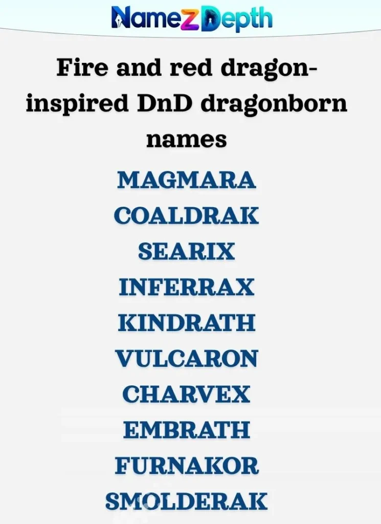Fire and red dragon-inspired DnD dragonborn names