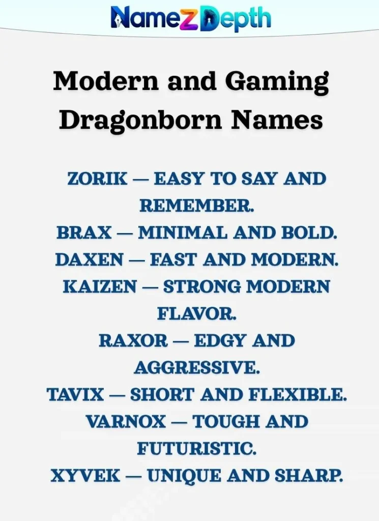 Modern and Gaming Dragonborn Names