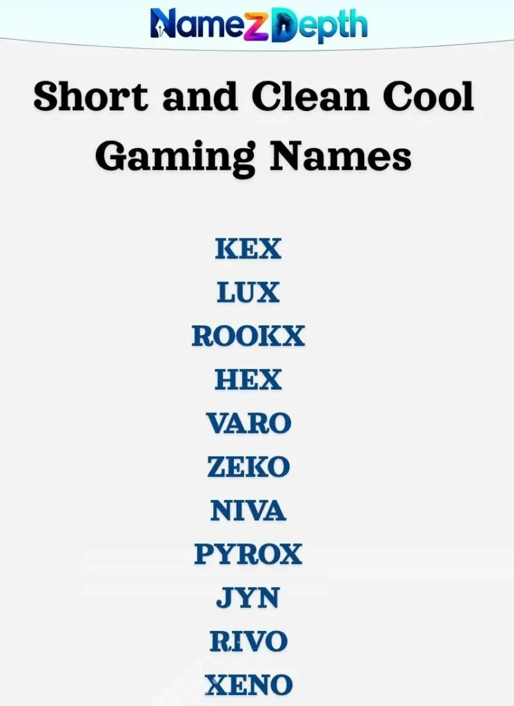 Short and Clean Cool Gaming Names